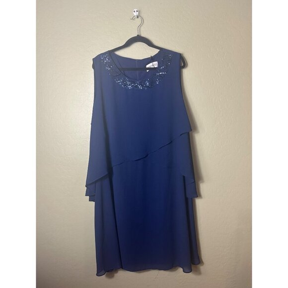 Hanna Nikole Plus Size Dresses for Special Occasions Knee Length Sequined 24W - Picture 3 of 7